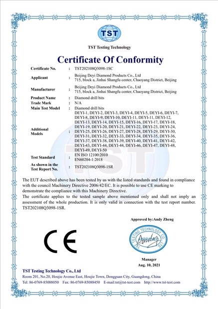 China Beijing Deyi Diamond Products Co., Ltd. Certificaciones